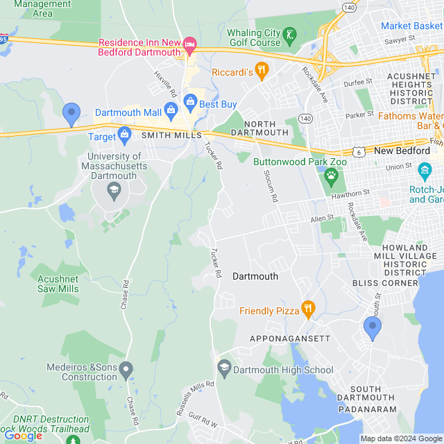 Map of veterinarians in Dartmouth, MA