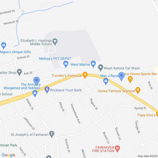 Map of veterinarians in Fairhaven, MA