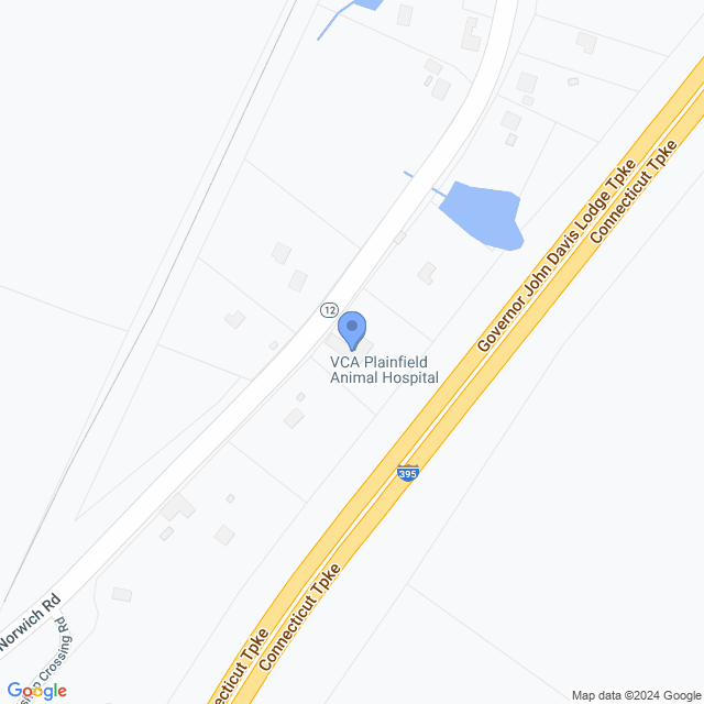Map of veterinarians in Plainfield, CT