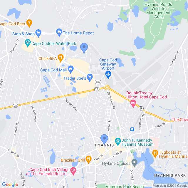 Map of veterinarians in Hyannis, MA