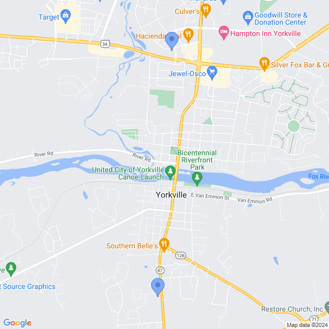 Map of veterinarians in Yorkville, IL
