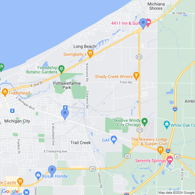 Map of veterinarians in Michigan City, IN