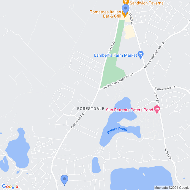 Map of veterinarians in Forestdale, MA