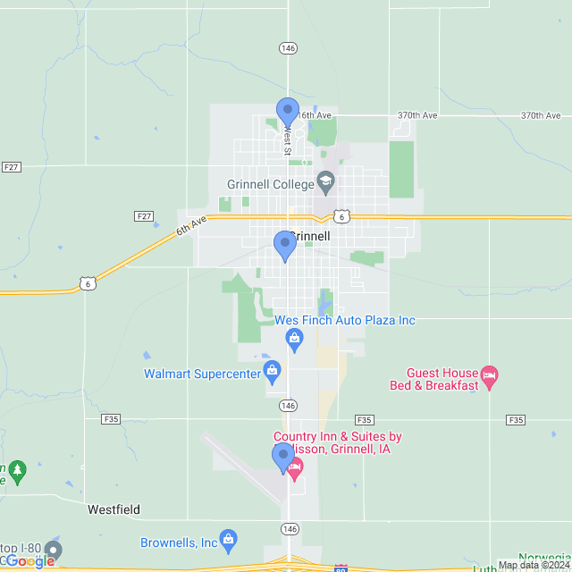 Map of veterinarians in Grinnell, IA