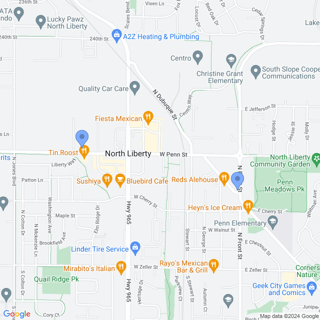 Map of veterinarians in North Liberty, IA