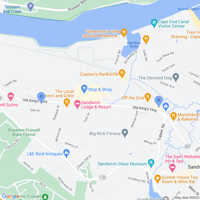 Map of veterinarians in Sandwich, MA
