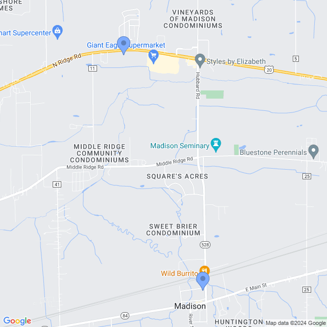 Map of veterinarians in Madison, OH