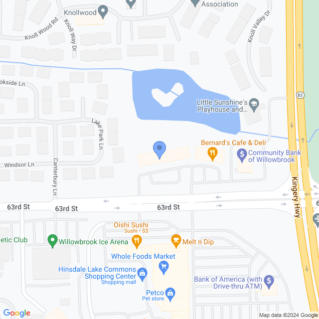 Map of veterinarians in Willowbrook, IL