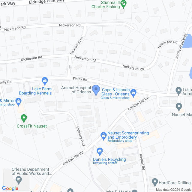 Map of veterinarians in Orleans, MA