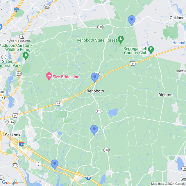 Map of veterinarians in Rehoboth, MA