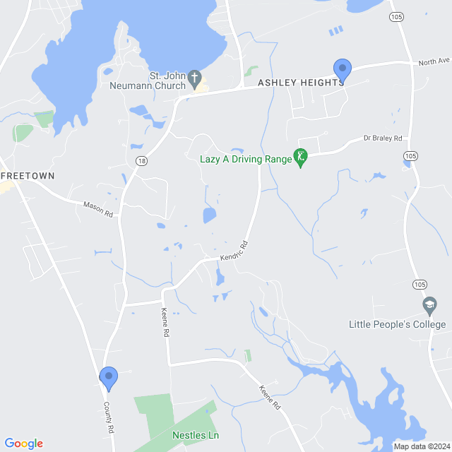 Map of veterinarians in East Freetown, MA