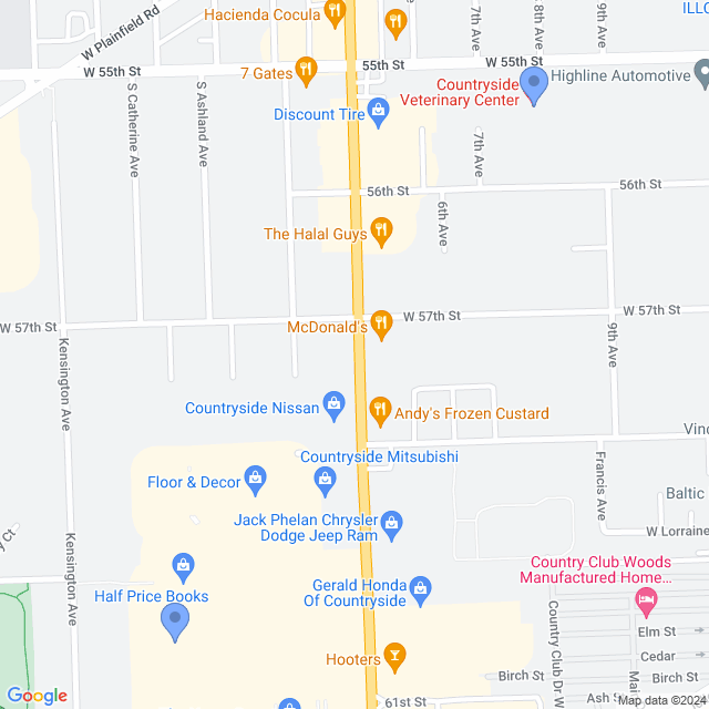 Map of veterinarians in Countryside, IL