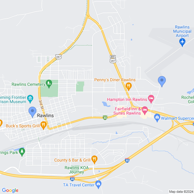 Map of veterinarians in Rawlins, WY