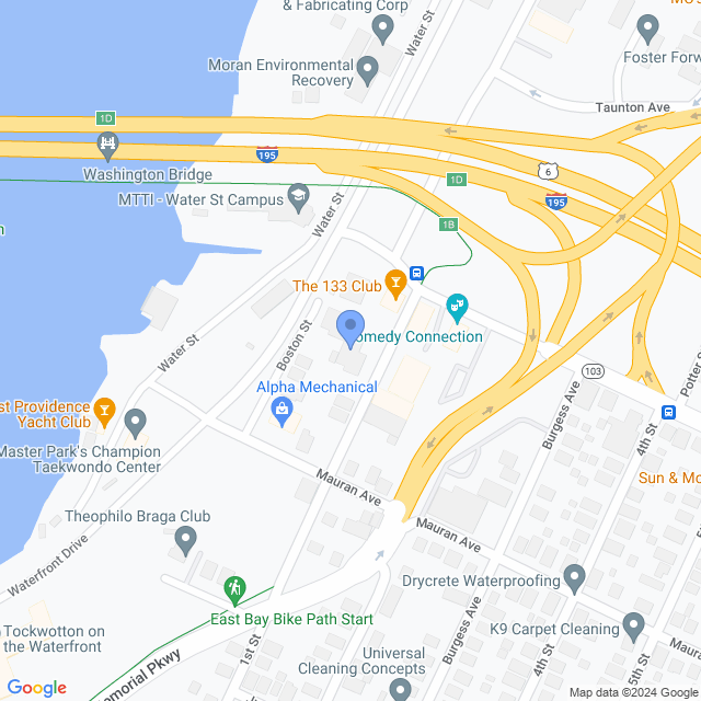 Map of veterinarians in East Providence, RI