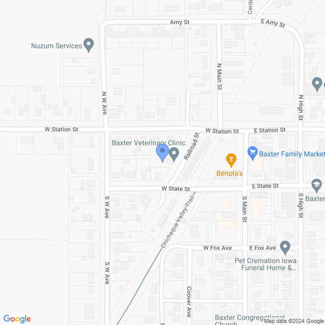 Map of veterinarians in Baxter, IA