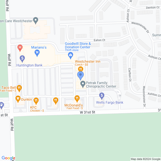 Map of veterinarians in Westchester, IL