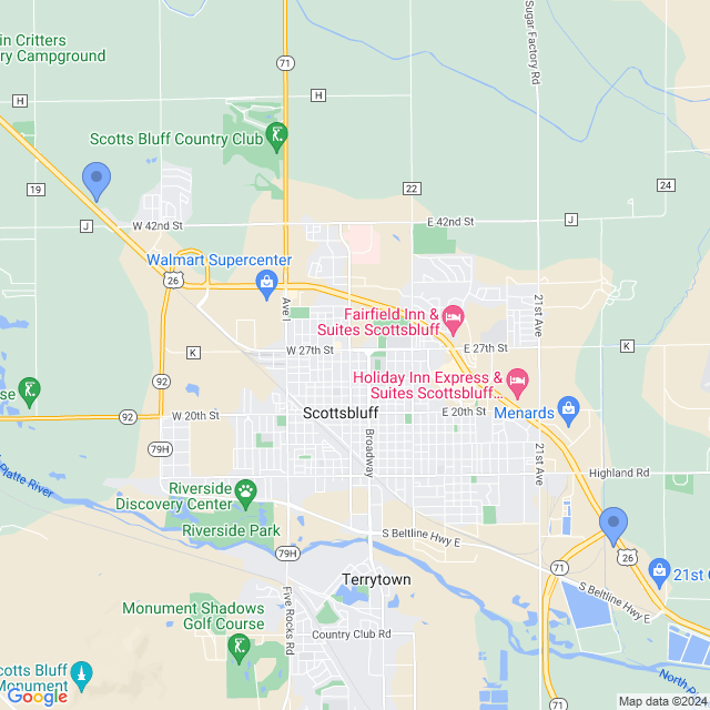 Map of veterinarians in Scottsbluff, NE