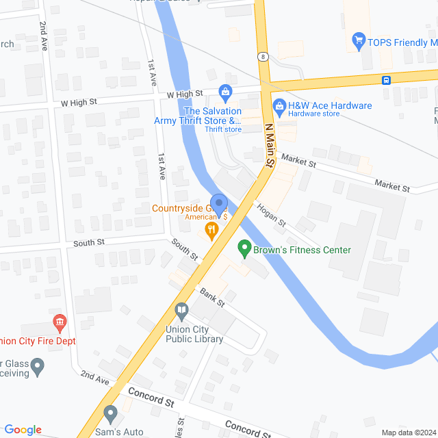 Map of veterinarians in Union City, PA