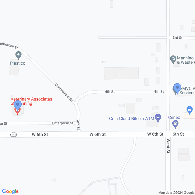 Map of veterinarians in Manning, IA