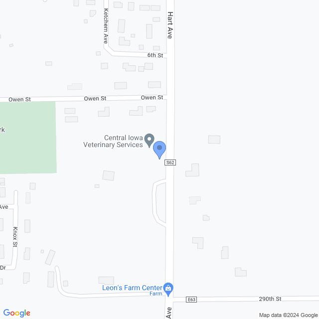Map of veterinarians in Melbourne, IA