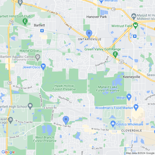 Map of veterinarians in Hanover Park, IL