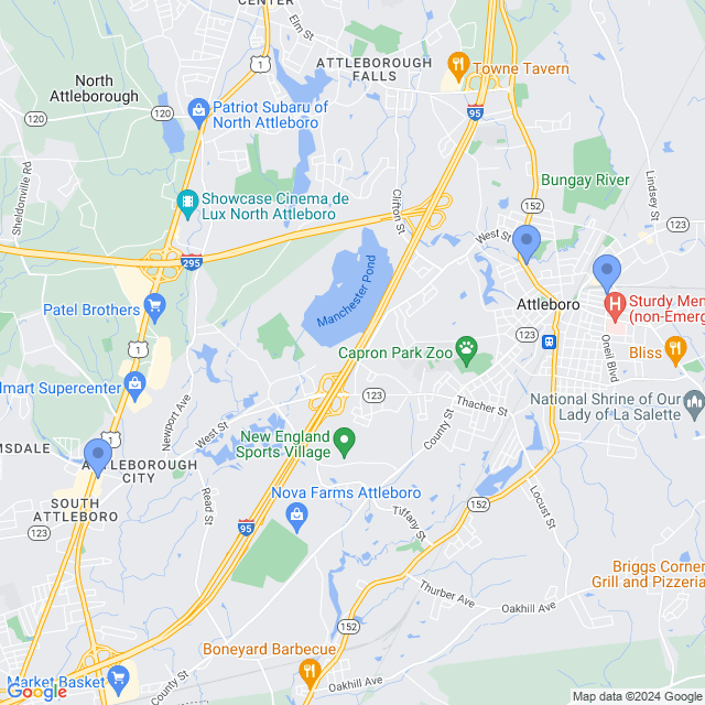 Map of veterinarians in Attleboro, MA