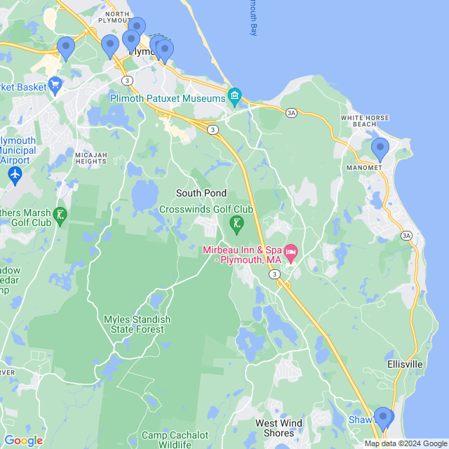 Map of veterinarians in Plymouth, MA