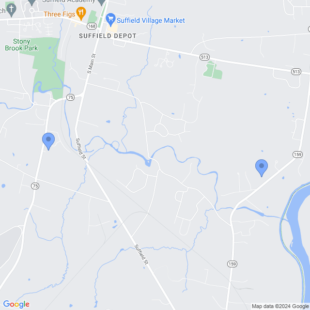 Map of veterinarians in Suffield, CT