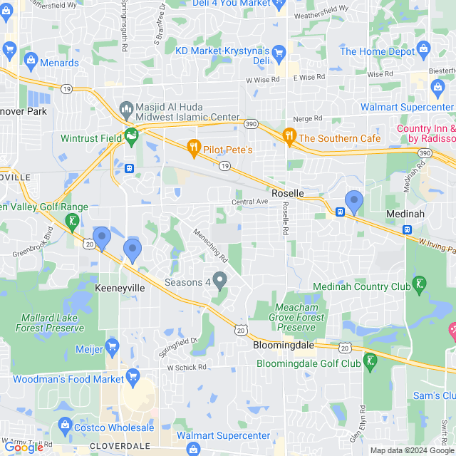 Map of veterinarians in Roselle, IL