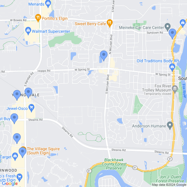 Map of veterinarians in South Elgin, IL