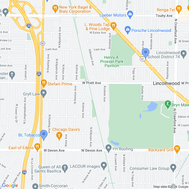 Map of veterinarians in Lincolnwood, IL