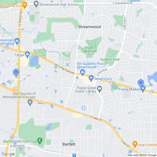 Map of veterinarians in Streamwood, IL