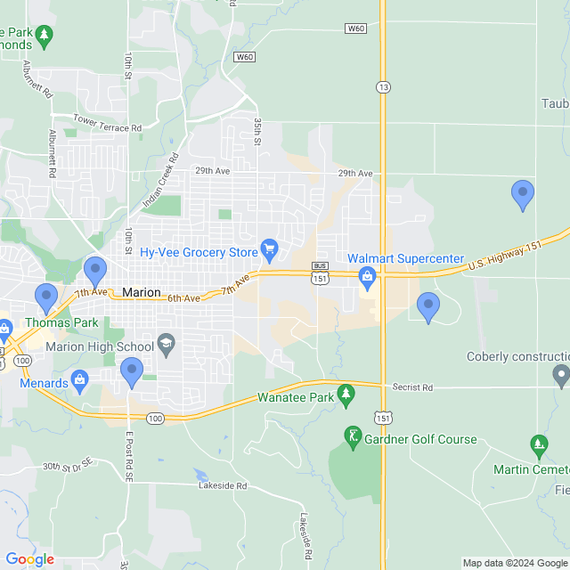 Map of veterinarians in Marion, IA