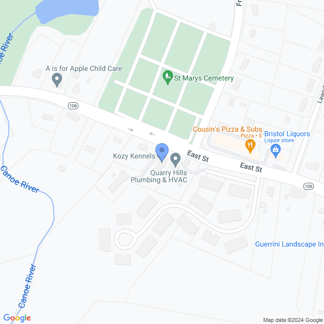 Map of veterinarians in Mansfield, MA