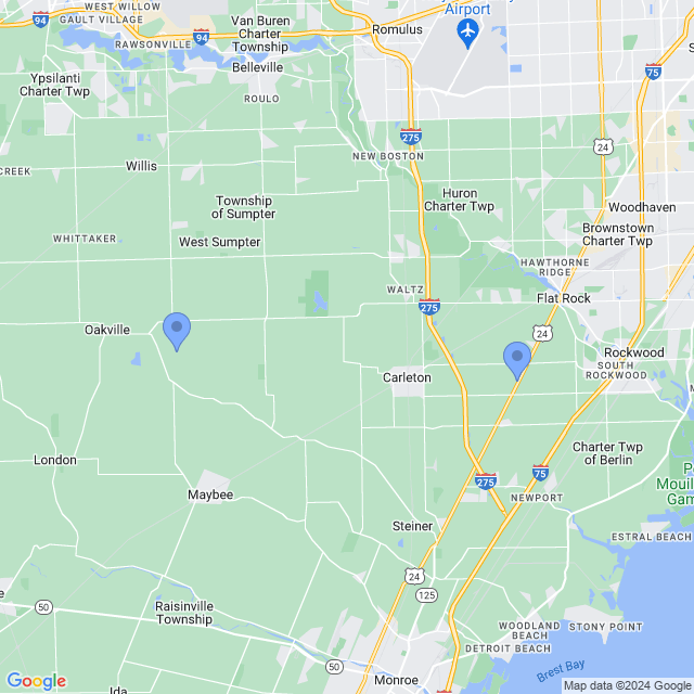 Map of veterinarians in Carleton, MI