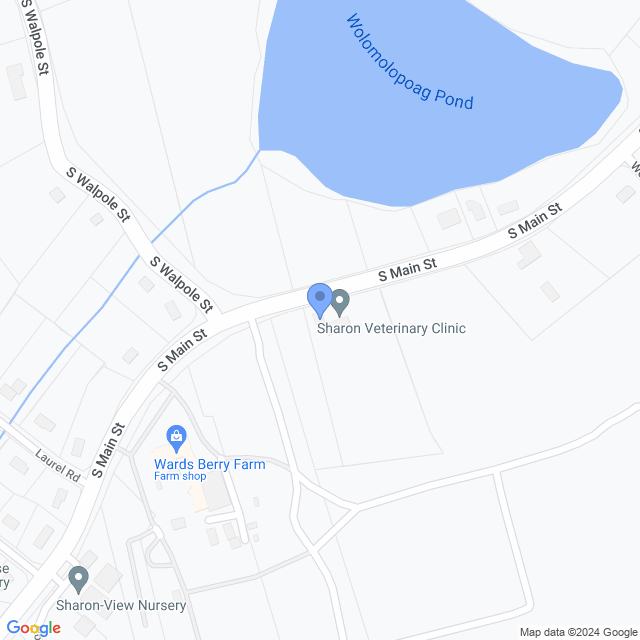 Map of veterinarians in Sharon, MA