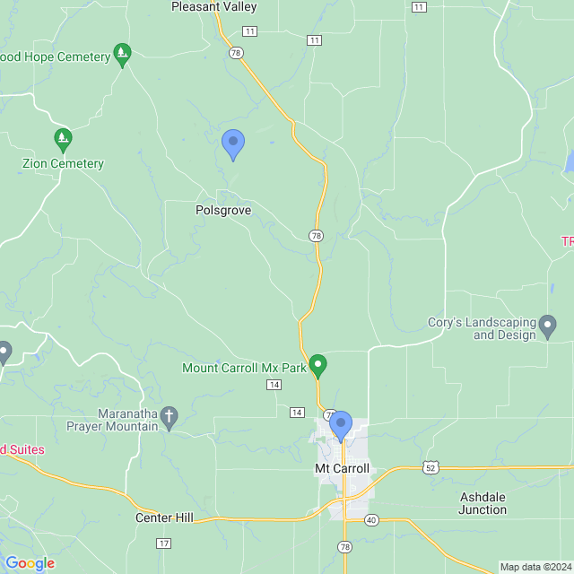 Map of veterinarians in Mt Carroll, IL