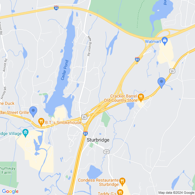 Map of veterinarians in Sturbridge, MA