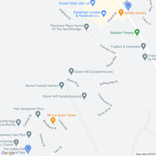 Map of veterinarians in Whitinsville, MA