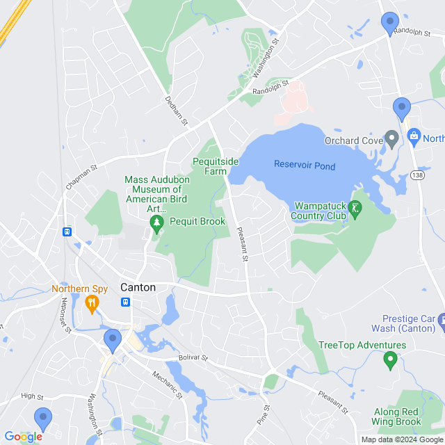 Map of veterinarians in Canton, MA