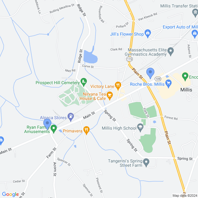 Map of veterinarians in Millis, MA