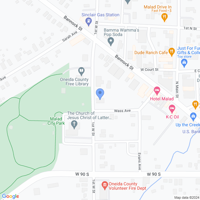 Map of veterinarians in Malad City, ID