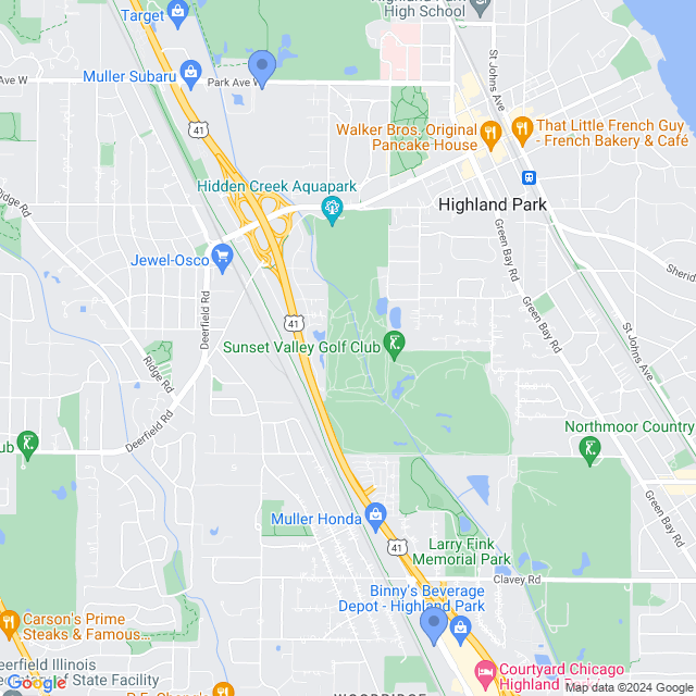 Map of veterinarians in Highland Park, IL