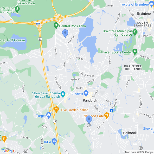 Map of veterinarians in Randolph, MA