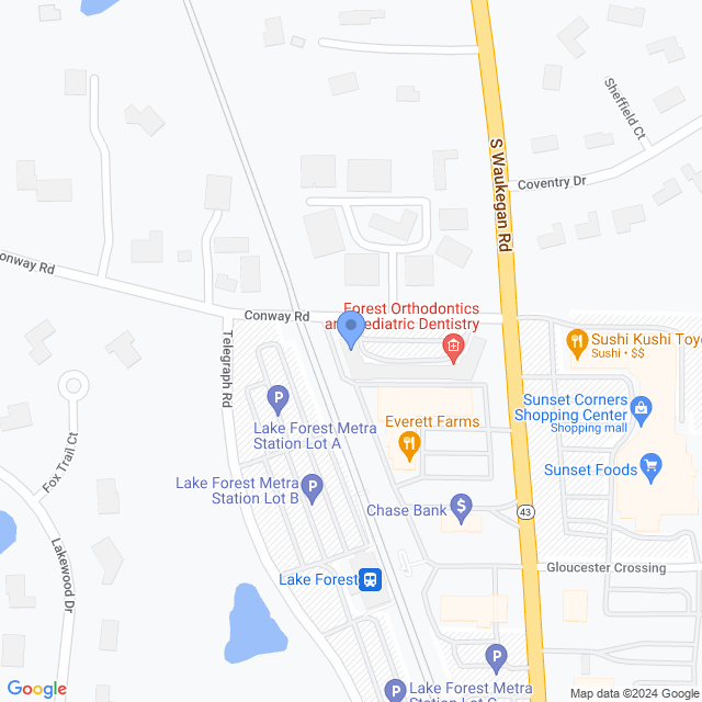 Map of veterinarians in Lake Forest, IL