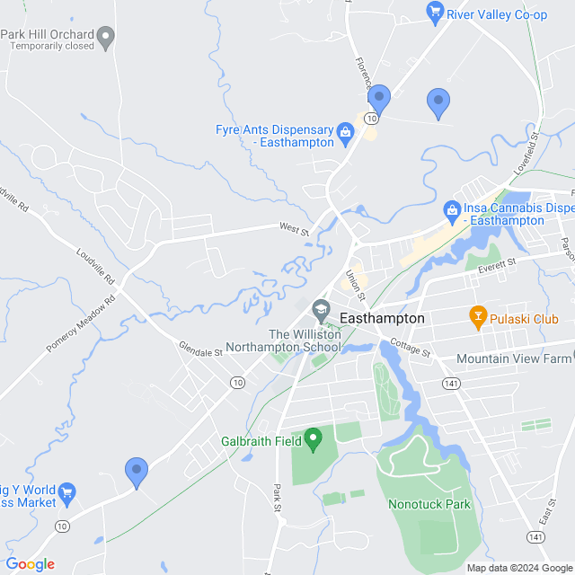 Map of veterinarians in Easthampton, MA