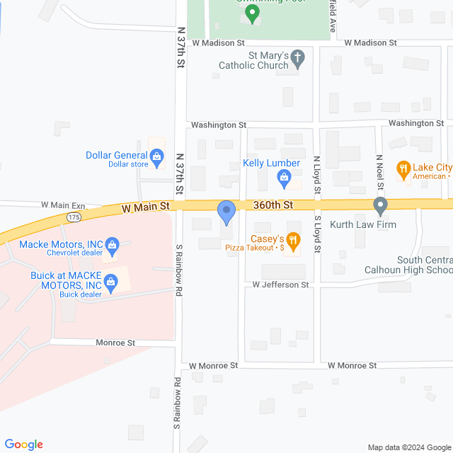 Map of veterinarians in Lake City, IA