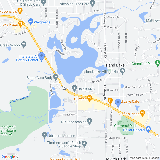 Map of veterinarians in Island Lake, IL