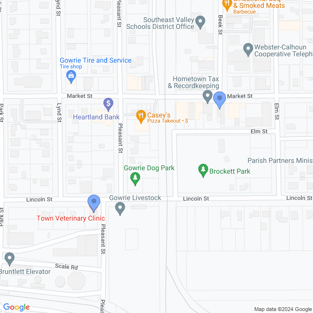 Map of veterinarians in Gowrie, IA