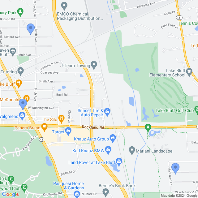 Map of veterinarians in Lake Bluff, IL